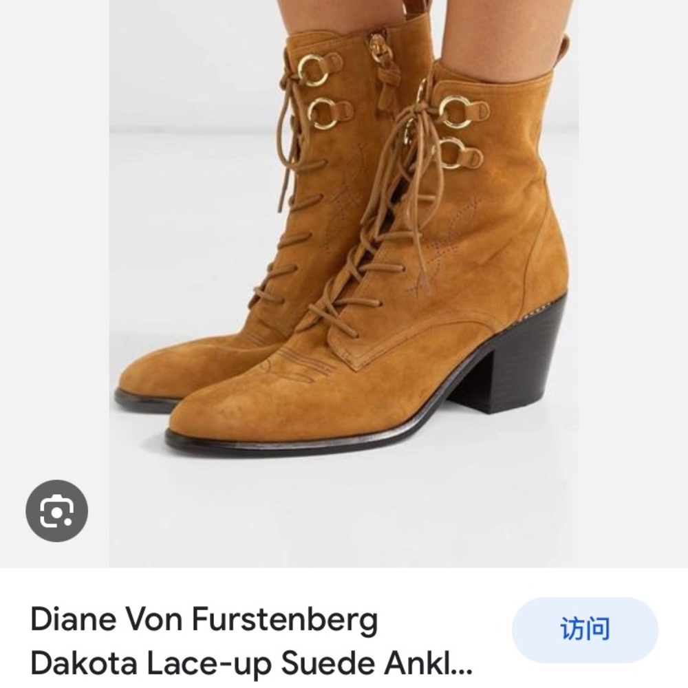 NIB Diane Von Furstenberg Dakota lace-up Suede leather western boots